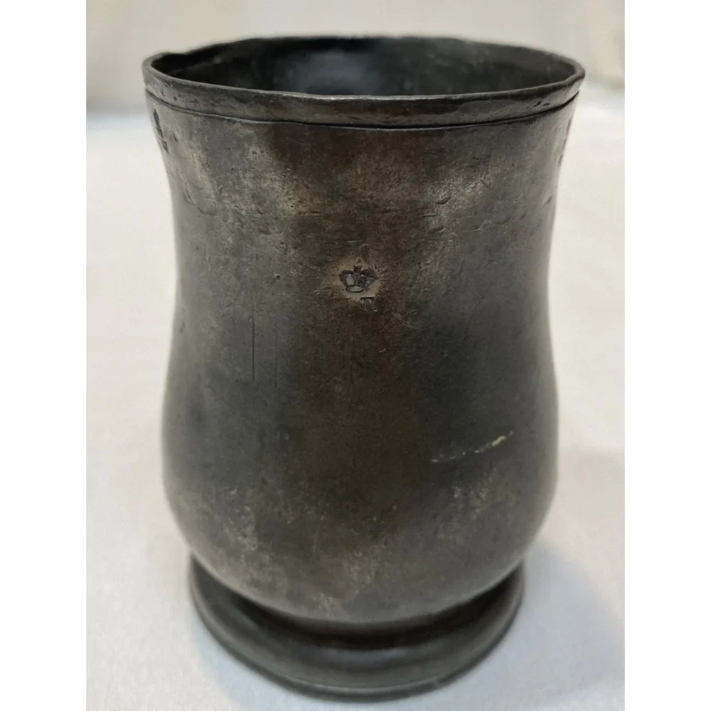 Antique English Georgian Pewter Pint Mug ~ Watts & Harton C1820-1860